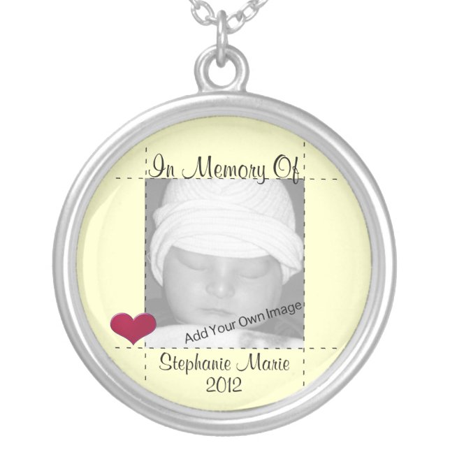 Add Your Info In Memory Of Yellow Photo Necklace (Front)