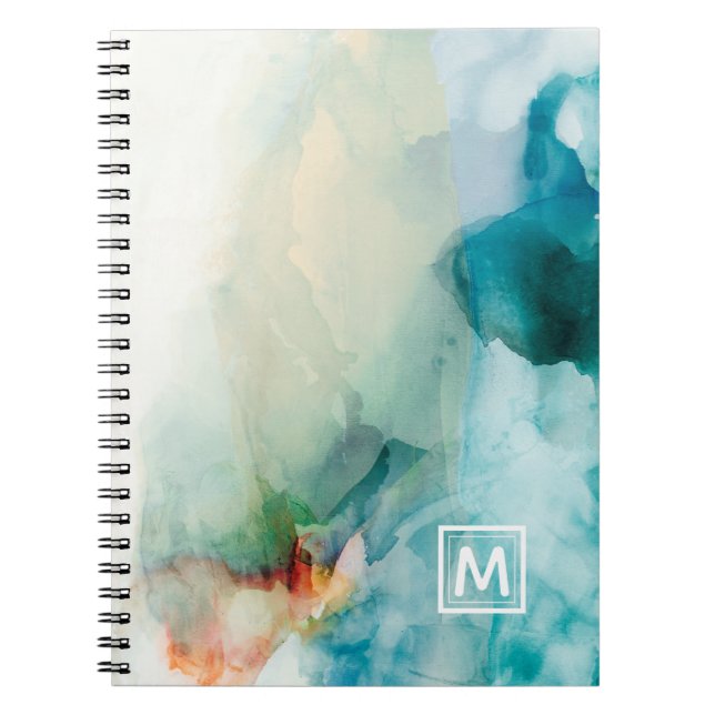 Add Your Initial | Aversion - Blue Watercolor Notebook (Front)