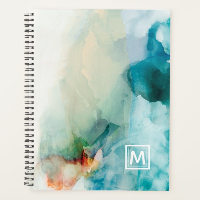Add Your Initial | Aversion - Blue Watercolor Planner (Front)