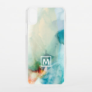 Add Your Initial   Aversion - Blue Watercolor iPhone XS Case