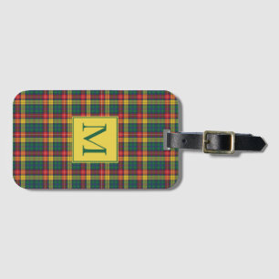 Add Your Initial Clan Buchanan Plaid Pattern Luggage Tag