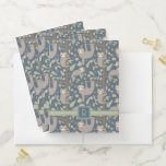 Add Your Initial | Cute Floral Sloth Pattern Pocket Folder
