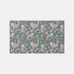 Add Your Initial | Cute Floral Sloth Pattern Rug