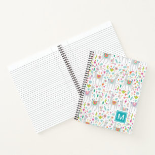 Add Your Initial   Cute Pastel Llama Pattern Notebook