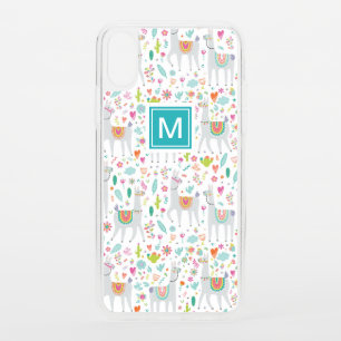 Add Your Initial Cute Pastel Llama Pattern iPhone XS Case