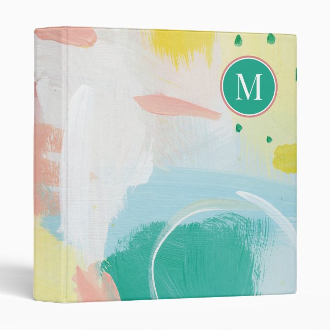 Add Your Initial | Fresh Face Abstract 3 Ring Binder (Front/Spine)