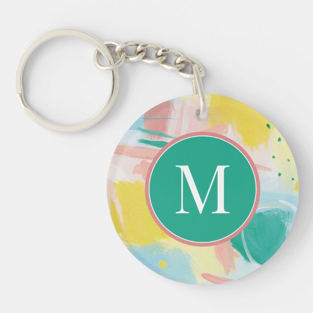 Add Your Initial | Fresh Face Abstract Keychain (Front)