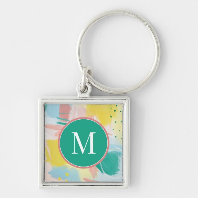 Add Your Initial | Fresh Face Abstract Keychain (Front)