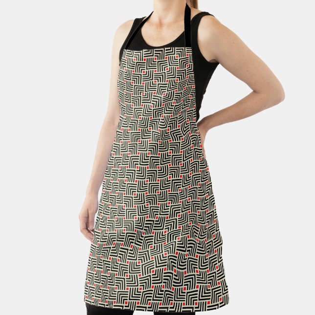 Add Your Initial | Geometric Lines Pattern Apron (Insitu)