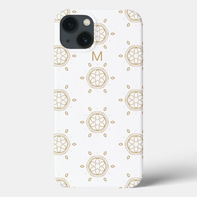 Add Your Initial | Gold Geometric Pattern Case-Mate iPhone Case (Back)
