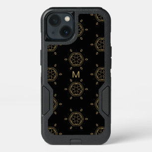 Add Your Initial   Gold Geometric Pattern iPhone 13 Case