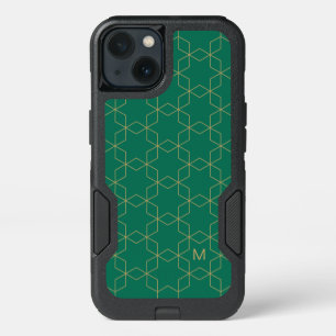 Add Your Initial   Gold Geometric Pattern iPhone 13 Case
