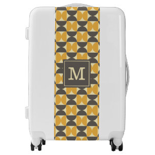 Add Your Initial Mid-Century Modern Brown & Gold Luggage