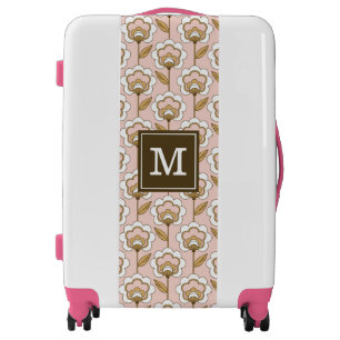 Add Your Initial   Mid-Century Modern Floral Luggage