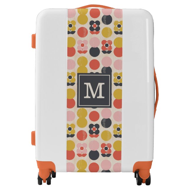 Add Your Initial | Mid-Century Modern Flower Luggage (Front)