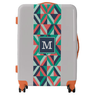 Add Your Initial Mid-Century Modern Geometric Luggage