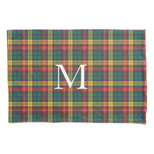 Add Your Initial Monogram Clan Buchanan Plaid Pillow Case