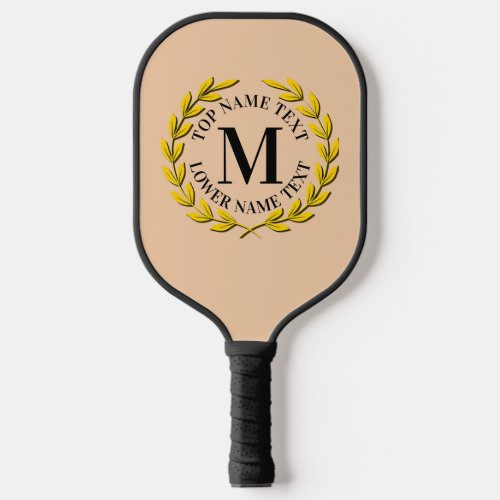 Add Your Initial Name or Text Gold Wreath Pickleball Paddle