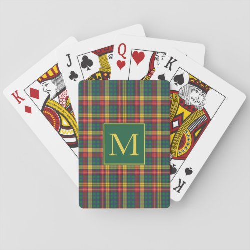 Add Your Initial Plaid Red Green Yellow Buchanan Poker Cards