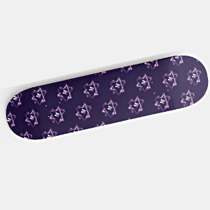 Add Your Initial Purple Space Triangles Customize Skateboard