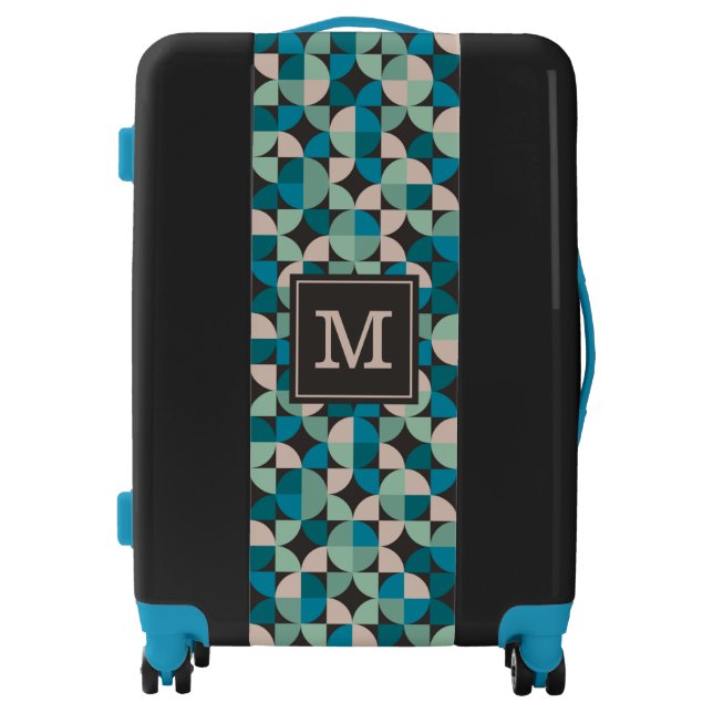 Add Your Initial | Retro Vintage 60's Pattern Luggage (Front)
