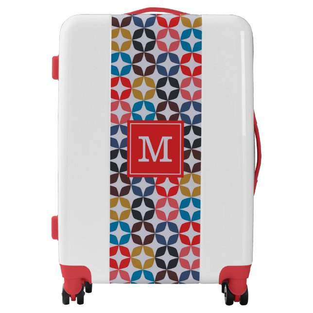 Add Your Initial | Retro Vintage Star Pattern Luggage (Front)