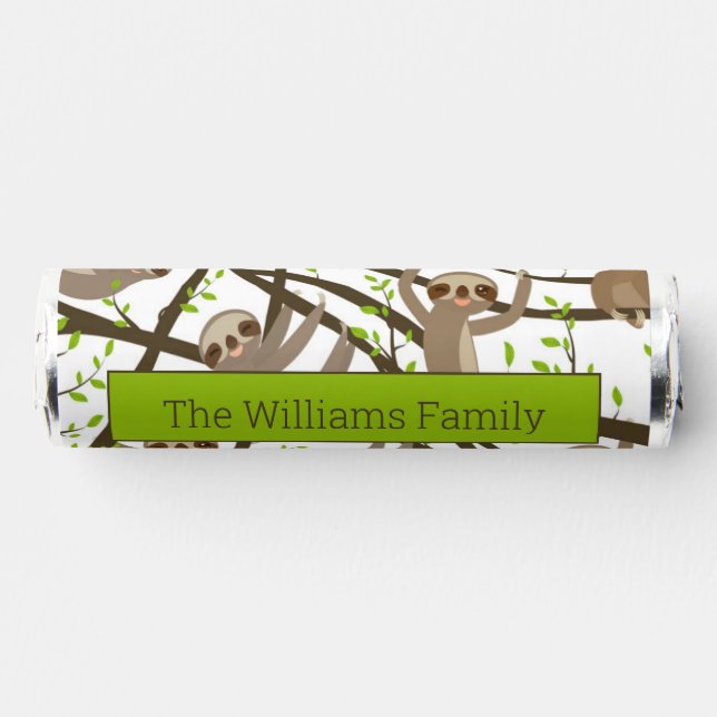 Add Your Initial | Smiling Sloth Pattern Breath Savers® Mints (Front)