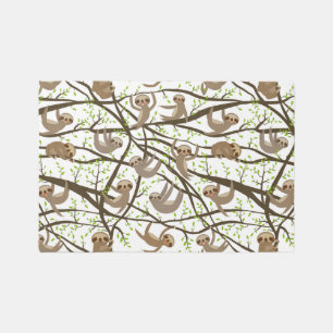 Add Your Initial Smiling Sloth Pattern Rug