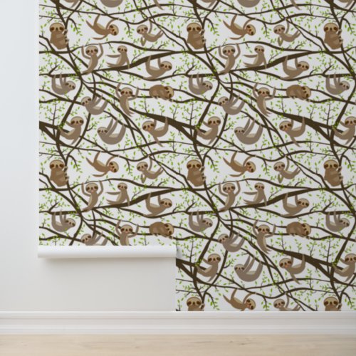 Add Your Initial  Smiling Sloth Pattern Wallpaper