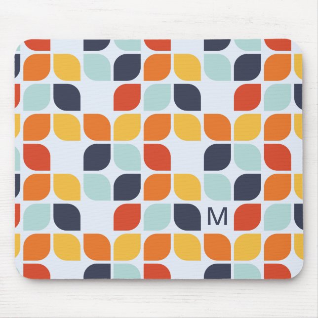 Add Your Initial | Vintage Geometric Pattern Mouse Pad (Front)