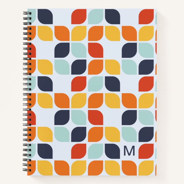 Add Your Initial | Vintage Geometric Pattern Notebook (Front)