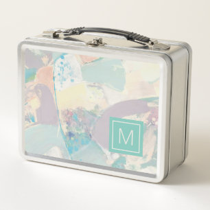 Add Your Initial White Rock Pastel Metal Lunch Box