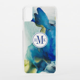 Add Your Initials   Abstract Terrain - Blue iPhone XS Case