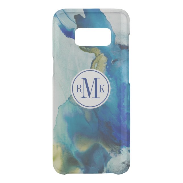 Add Your Initials | Abstract Terrain - Blue Uncommon Samsung Galaxy Case (Back)