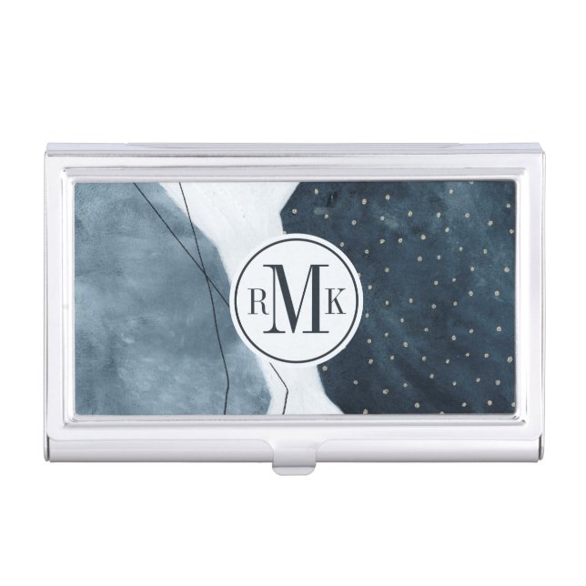Add Your Initials | Adjacent Abstraction Business Card Case (Front)
