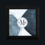 Add Your Initials | Adjacent Abstraction Gift Box<br><div class="desc">Adjacent Abstraction II by Emma Scarvey. Features up-close hexagon-like shapes having different textures and done in primarily blue hues.</div>