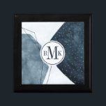 Add Your Initials | Adjacent Abstraction Gift Box<br><div class="desc">Adjacent Abstraction II by Emma Scarvey. Features up-close hexagon-like shapes having different textures and done in primarily blue hues.</div>