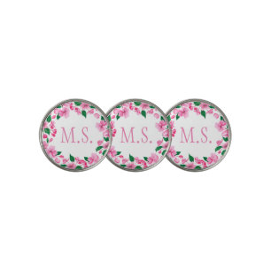 ADD YOUR INITIALS/Floral Wreath Golf Ball Marker