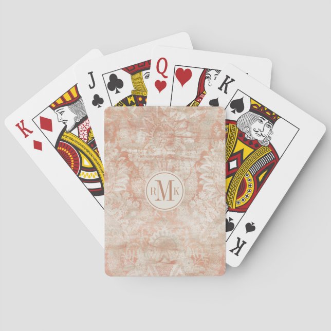 Add Your Initials | Garnet Weft Poker Cards (Back)
