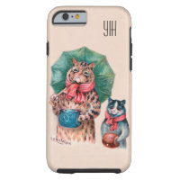 Add Your Initials Louis Wain Cats and Umbrellas Tough iPhone 6 Case