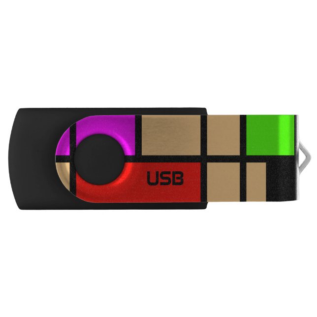 add your initials, Mondrian new style USB Flash Drive (Front)