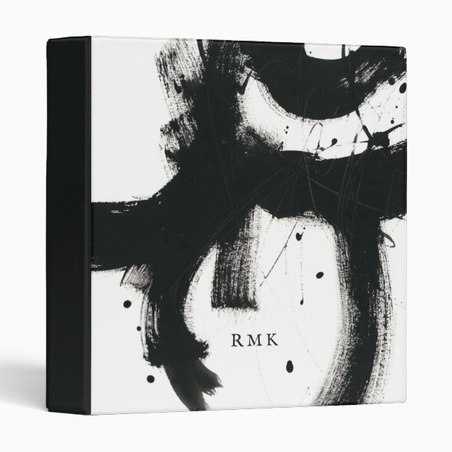 Add Your Initials | Onyx Gesture - Black Paint Str 3 Ring Binder (Front/Spine)