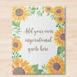 Add Your inspirational Motivational Quote Floral Jigsaw Puzzle<br><div class="desc">This unique jigsaw puzzle is decorated with watercolor sunflowers and greenery. You can add inspirational quotes or motivational messages in stylish script typography.
Easily customizable,  you can change the font and color of the text.
Original Watercolor © Michele Davies.</div>