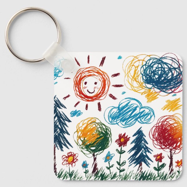 Add your Kid's Artwork to this Keychain (Front)