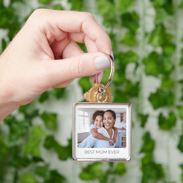 Add Your Kids Photo Best Mom Ever Custom Keepsake  Keychain (Hand)