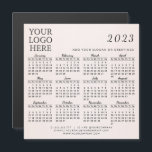 Add Your Logo 2023 Magnetic Business Calendar<br><div class="desc">This square 2023 calendar magnetic card is a template to place your logo, add company contacts, slogan or another text to have a practical keepsake for your clients or colleagues. Months are in script font. Pastel creamy peach background allows to see dates with ease. If you need square envelope for...</div>