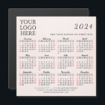 Add Your Logo 2024 Business Calendar Magnet Cream<br><div class="desc">This simple square 2024 magnetic calendar is a template to place your logo, add company contacts, slogan or another text to have a practical keepsake for your clients or colleagues. Saturdays and Sundays are in red to plan and discuss the working days easier. Months are in script font. Pastel creamy...</div>