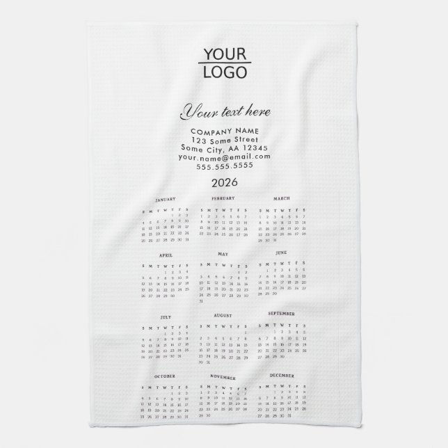 Add your Logo 2026 Calendar Company Promotion Kitchen Towel (Vertical)