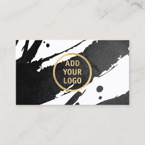 Add Your Logo Abstract Black Ink Brushstrokes Business Card