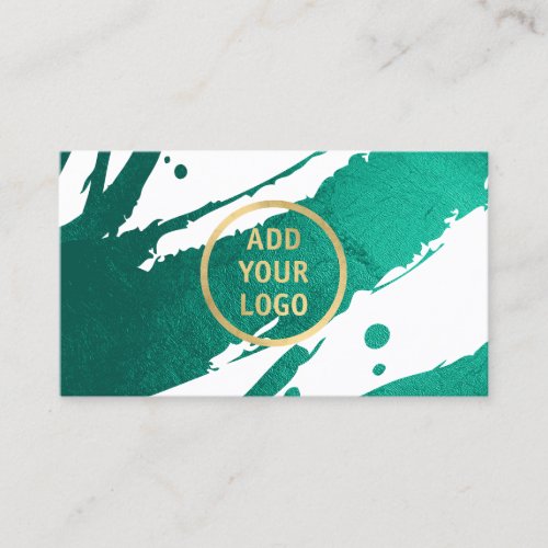 Add Your Logo Abstract Emerald Green Brushstrokes Business Card